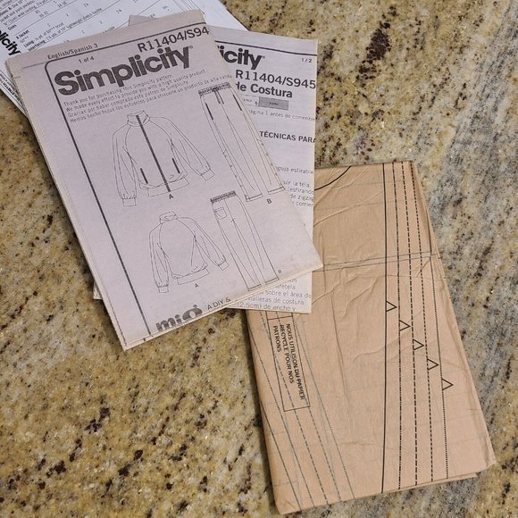 Simplicity R11404 Pattern Men XS S M L  Knit Zip Jacket & Pants Side Leg Snaps - Picture 11 of 12